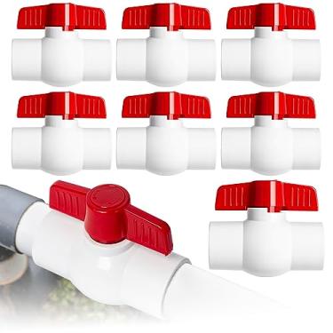 Imagem de 8 peças de válvula de esfera de PVC de 3/4", soquete de válvula de esfera de desligamento com alças em T fáceis Trun, válvula de esfera de PVC deslizante para projeto de água, piscina, bomba de