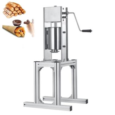 Imagem de 星姿 Máquina de Churros Manual Comercial, Máquina de Frutas Latinas de Aço Inoxidável 3L com 4 Bicos Intercambiáveis, Suporte de Trabalho, Máquina de Enchimento Vertical, para Uso Doméstico e Comercial