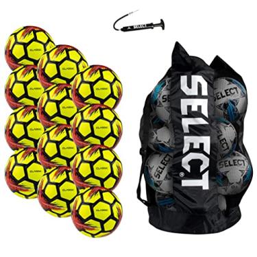 Imagem de SELECT Bola de futebol clássica V21, pacote com 12 bolas com bolsa de bola esportiva e bomba de mão, amarelo, tamanho 3