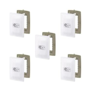 Imagem de Kit 5 Conjunto Tomada 10A 250V Branco Horizontal Zeffia Pial - Pial Le