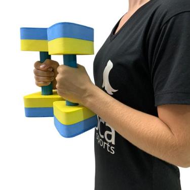 Imagem de Par Halteres Aquáticos Hidroginástica DF1091 P 1 à 2kg Azul/Amarelo Da