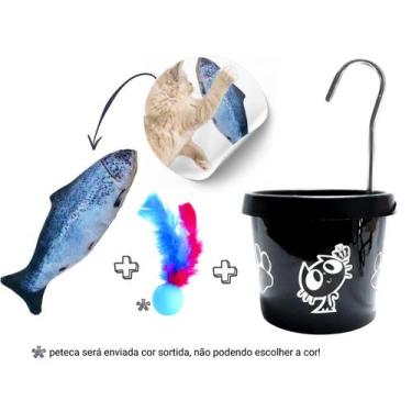 Imagem de Bebedouro Para Gato + Brinquedo Pelucia Peixe com Catnip - DM PETS