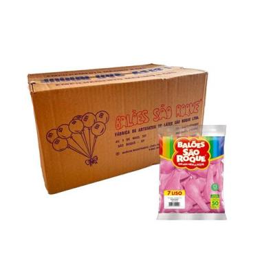 Imagem de Balão de Festa Látex Liso 7''18cm - Rosa Baby - Caixa com 25 pacotes -