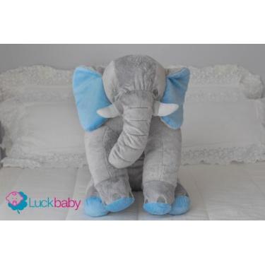 Imagem de Almofada Travesseiro Elefante Bebê Pelúcia Cinza com Rosa 80cm - LuckB