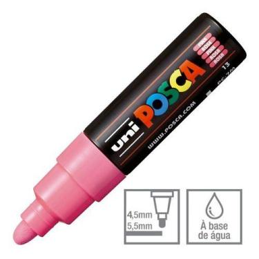 Imagem de KIT 2 Caneta POSCA PC-7M Rosa e Branca 4.5 a 5.5mm - UNI