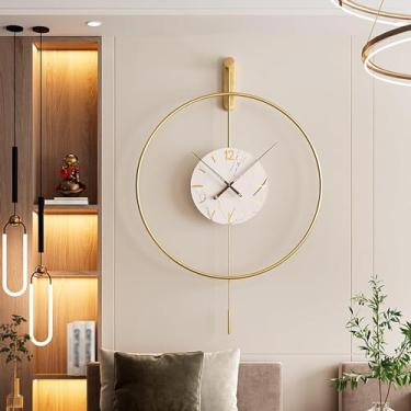 Imagem de Relógio de parede grande, operado por bateria, para decoração de sala de estar, relógio de pêndulo analógico silencioso moderno sem tique-taque para quarto, cozinha, escritório, casa, decoração de