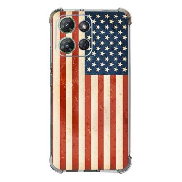 Imagem de Beaucov Capa para Moto G 2025, proteção contra quedas retrô bandeira americana à prova de choque TPU capa protetora de corpo inteiro resistente a arranhões para Motorola Moto G 2025