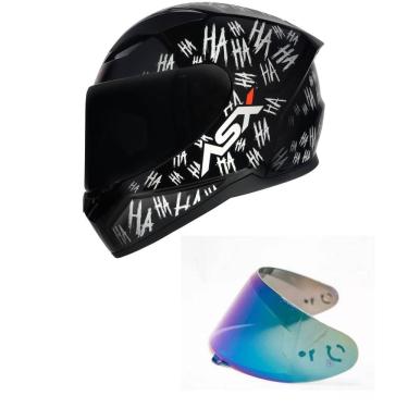 Imagem de Capacete Asx City Fun Preto e Branco Mais Viseira Camaleão