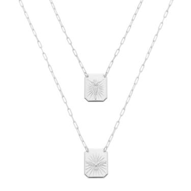 Imagem de ESCAPULÁRIO JESUS CRISTO E ESPIRITO SANTO FOLHEADO EM RÓDIO BRANCO