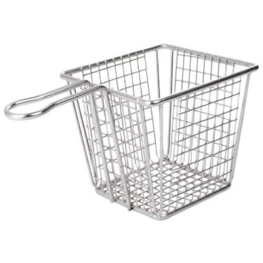 Imagem de Cesto Com Alça Petisqueira Inox - Servir Petiscos Batata Frituras Salgados