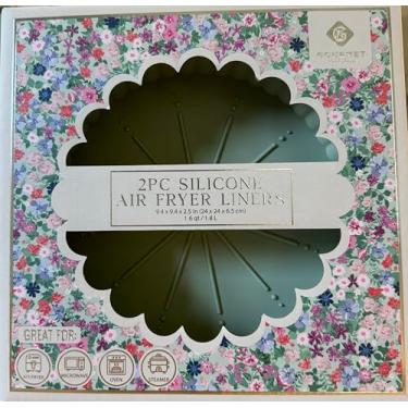 Imagem de Forros de silicone para fritadeira de ar Gourmet Kitchen, 24 x 24 x 6,3 cm, conjunto de 2 peças, capacidade de 1,6 litros
