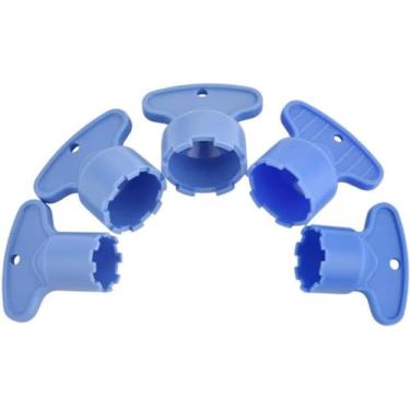 Imagem de 5 peças azul 2,2 GPM torneira de cache chave aeradora com 5 peças de chave de remoção de aerador de pia de cozinha, design prático, conforme mostrado