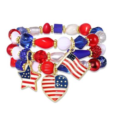 Imagem de NLCAC Pulseiras femininas de carnaval com glitter, coroa de flores de lis, pulseiras elásticas com contas douradas roxas e verdes douradas, acessório de carnaval, presentes de festa, one size,