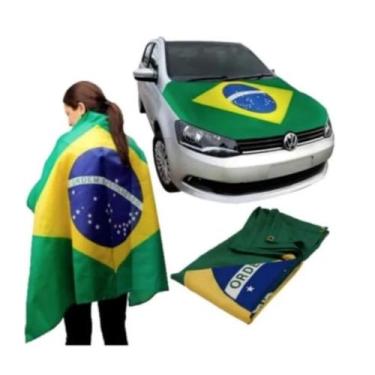 Imagem de Kit Bandeira e Capa para Capo De Carro Brasil Copa Do Mundo - trinca
