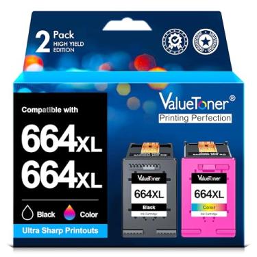 Imagem de Valuetoner Cartuchos de Tinta Compatível com HP 664 664XL 664 XL Compatível com HP DeskJet Ink Advantage 1115 3635 3636 3775 3835 3836 3838 4535 4536 4675 5085 5275 (1 Preto 1 Colorido), não original