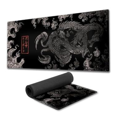 Imagem de Mouse Pad Gamer Dragão Chinês Premium fundo de borracha 90x40cm 900x400 80x30cm 800x300 speed gamer mousepad 90x40 (Gray, 90x40cm)
