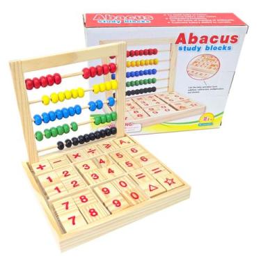 Imagem de Brinquedo Ábaco 5 Colunas Madeira Colorido +30 Blocos - ABACUS