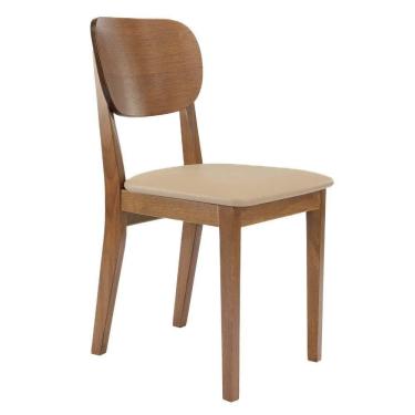 Imagem de Cadeira Madeira Tramontina Bahia Tauarí Amêndoa Estofado Bege Tramontina