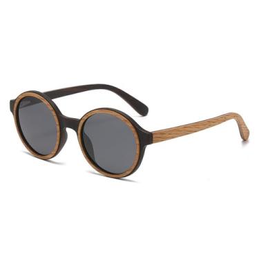 Imagem de Retro Laminado Madeira Óculos de Armação Retro Homens Mulheres Moda Redondo Ao Ar Livre Esportes Condução Tendência UV400,C2