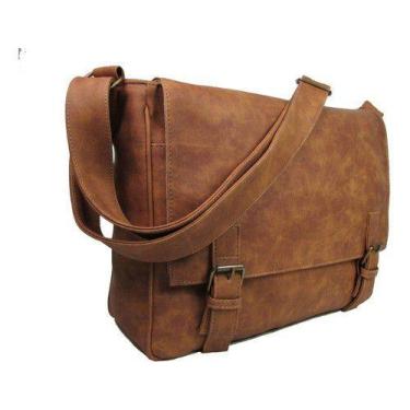 Imagem de Bolsa Pasta Transversal Tiracolo Carteiro Notebook Fivela - CDP, Marro