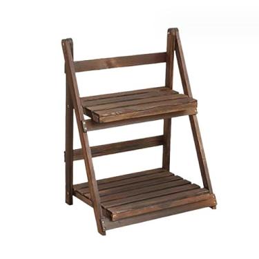 Imagem de FTOQWZXV Treliça de madeira para ambientes internos, escada dobrável, varanda multicamadas, prateleira de plantas em vaso, suporte de flores rústicas carbonizadas, suporte clássico para plantas de