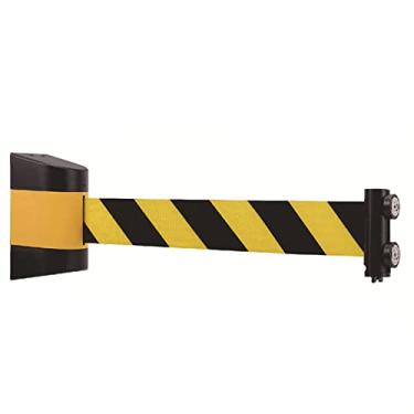 Imagem de Barreira retrátil magnética, cinto de segurança de montagem em parede de 10 m/33 pés, fita de controlo de multidões com estojo ABS, para estacionamento ao ar livre, lojas de retalho, AER