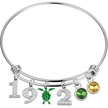 Imagem de SEIRAA Chi Eta Presentes de Sororidade Chi Phi Joias de Irmandade de Enfermagem 1932 Irmandade Grega XHO Berloques Pulseiras, 6.5cm, Aço inoxidável, aço inoxidável