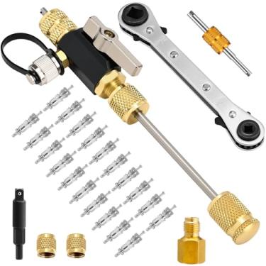Imagem de Tujoe Ferramenta instaladora de remoção de núcleo de válvula com classificação a vácuo com conjunto de chaves de reparo de refrigeração, tamanho duplo, 3/20.3 cm, 1/10.2 cm, 5/40.6 cm, 3/40.6 cm