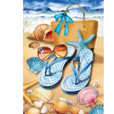 Imagem de Briarwood Lane Bandeira de jardim Welcome To the Beach Flip Flop