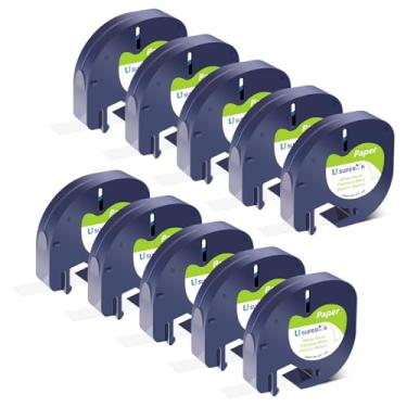 Imagem de USUPERINK Pacote com 10 refis para etiquetas Dymo 91330 10697 S0721510 Fita de etiqueta de papel branco 12 mm x 4 m para Dymo Letratag Refill 200B LT-100H LT-100T LT-110T LT-100H Plus QX50