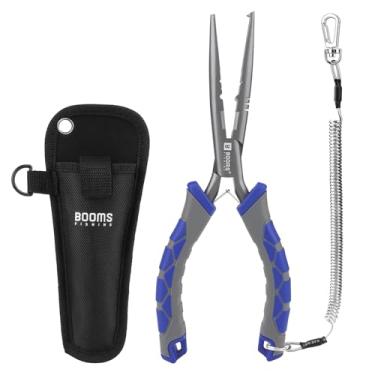 Imagem de Booms Fishing Alicate de ponta de agulha: removedor de gancho de nariz longo de 23 cm e alicate de peixe de anel dividido com cordão e bainha - XW10 Equipamento de pesca multifuncional em água salgada