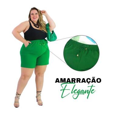 Imagem de Bermuda Alfaiataria Plus Size Tecido Duna Detalhe de Amarrar Para o Ve