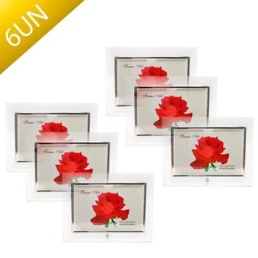 Imagem de Kit 6 Porta Retratos De Vidro Decorativo Horizontal 15X10cm - Ivas Uti