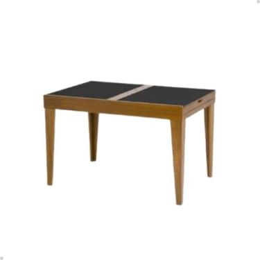 Imagem de Mesa De Jantar Extensível 1.20 a 1.80 Com Vidro Pés Madeira Gênova - D