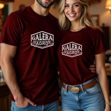 Imagem de Camiseta Algodão Unissex Casal Country Estampa Galera do Agro Faculdad