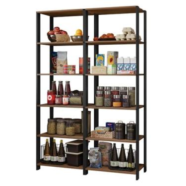 Imagem de Armário Estante Multiuso Organizador Despensa 10 Prateleiras 118cm Rustic/preto Madesa