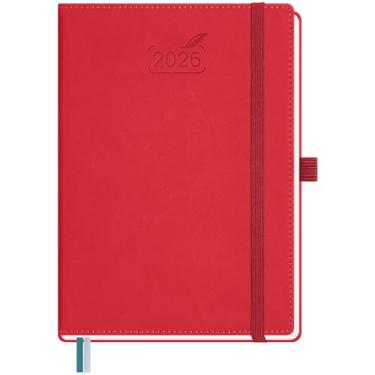 Imagem de BEZEND Agenda 2026 semanal e mensal, calendário de 14,7 cm x 21,6 cm com notas (26 de janeiro a dezembro) Marcação diária vertical com horário de hora em hora e aba mensal, capa dura de couro