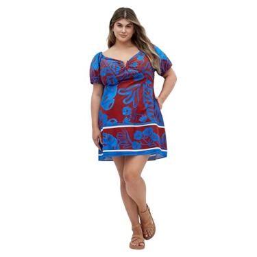 Imagem de City Chic Vestido feminino plus size - estampa Marcie, Sevilha Brd Azul, 54