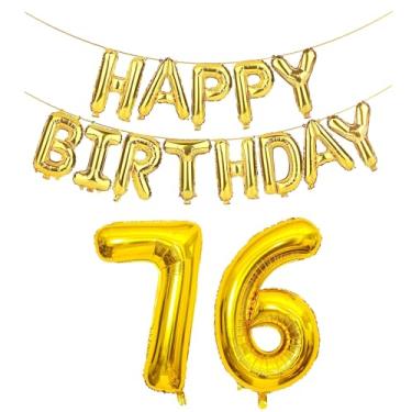 Imagem de SHUNTAI 76th Birthday Decorations for Men Women 76 Balloon Number Gold Jumbo Numbers 67 Foil Mylar Balloons with Happy Birthday Letter Balloon Banner 67th or 76 Years Old Theme Events Party Supplies