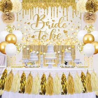 Imagem de Generic Decorações Para Chá De Panela, Balões Banner Dourados Noivas, Papel Seda, Pompons, Franjas, Cortinas, Suprimentos Festa Casamento, Despedida Solteira