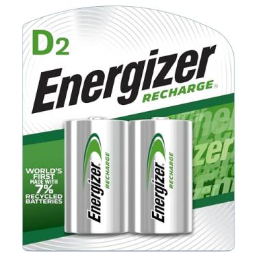Imagem de Energizer Rechargeable D Batteries, NiMH, 2500 mAh, 2 count (NH50BP-2) Green and Silver