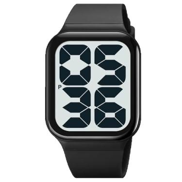 Imagem de Relógio esportivo digital relógios eletrônicos moda minimalismo design feminino masculino relógio reloj masculino (Black White)