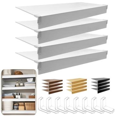 Imagem de KHASIM Capa de prateleira de arame, capas de rack de arame para despensa, 4 peças de forro de prateleira de madeira sintética de PVC, 66 x 30 cm, 0,6 cm de espessura para organização de casa e cozinha