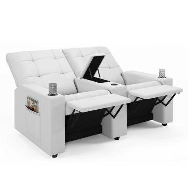 Imagem de Poltrona do Papai Reclinável Cinema 2 Lugares Manual Baú USB Haifa F05