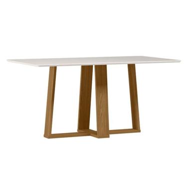 Imagem de Mesa De Jantar Rubi 160x90 Cm Com Vidro Ype Damasco Off White – New Ceval
