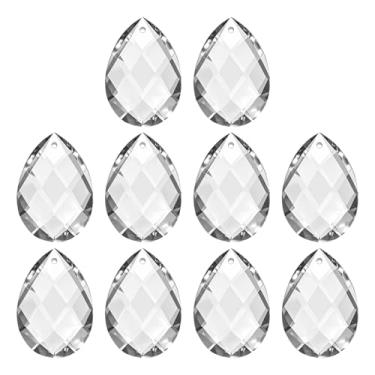 Imagem de PATIKIL Pingentes de cristal K9, contas de gota, pacote com 10 peças de prismas de lustre de 38 mm, contas de grade penduradas, lâmpada faça você mesmo para decoração de artesanato, transparente