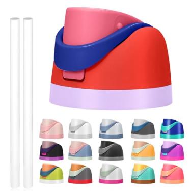 Imagem de Tampa de substituição para Owala Freesip, compatível com Owala Cup 473 ml, 680 g, 946 ml, 1,134 g, acessório de substituição e canudos, à prova de vazamento, livre de BPA (rosa vermelho)