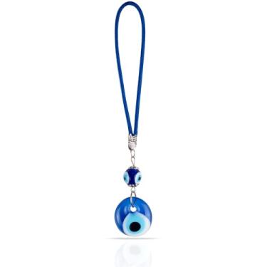 Imagem de BCS Pingente de olho turco azul para pendurar em carro pequeno acessório espelho retrovisor contas de vidro Nazar boa sorte e proteção pingente turco grego ojo turco para decoração de carro, casa