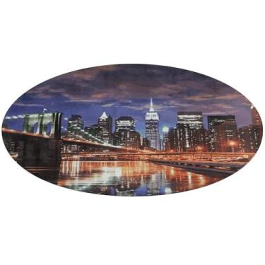 Imagem de BVNMT Tapete de chuveiro redondo antiderrapante New York Night Printed Pet Tapete macio e lavável para banheiro, escritório