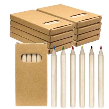 Imagem de Zorfeter Pacote com 10 mini lápis de cor de 8,5 cm, 6 por pacote com 6 lápis portáteis de gordura curta, pré-afiados, 6 cores para pintura/material escolar em sala de aula (60 peças)